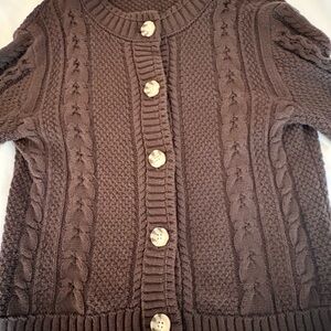 Cable Knit Button-Up Sweater - Brown